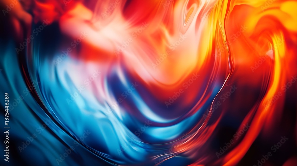 Poster bright primary colors swirl and blend together in a dynamic contemporary pattern with a cinematic li
