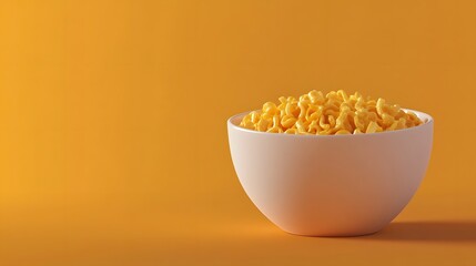 A white bowl filled with instant noodles set against an orange background with dramatic lighting creating a contemporary cinematic atmosphere