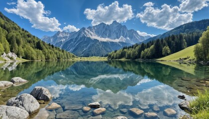 Breathtaking View of Mountain and Lake Landscape
