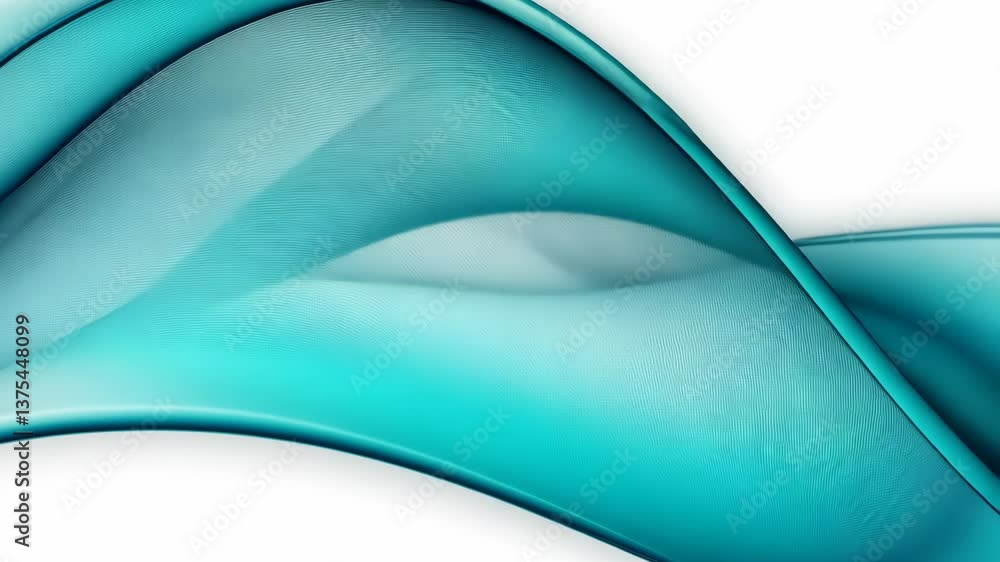 Poster smooth turquoise fabric waves creating a serene and fluid design in a minimalist setting