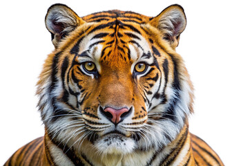 Obraz premium Close up portrait of a Bengal tiger isolated on white png transparent background