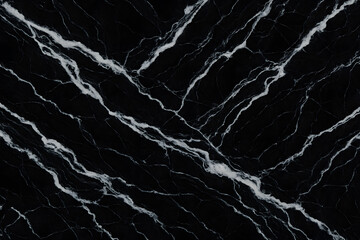 Veined Marvel: An exquisite texture of black marble with striking white veining, showcasing natural patterns of the stone. The dark backdrop accentuates the bright intricate lines.