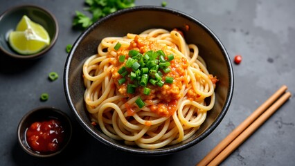 Spaghetti With Red Sauce And Scallions