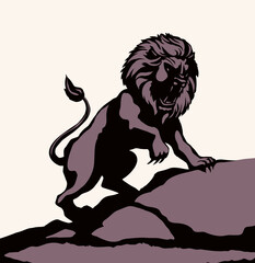 Obraz premium Vector drawing. An angry lion