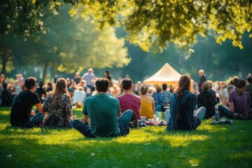 Outdoor Music Festival Gathering Friends Celebrating Community in the Sun