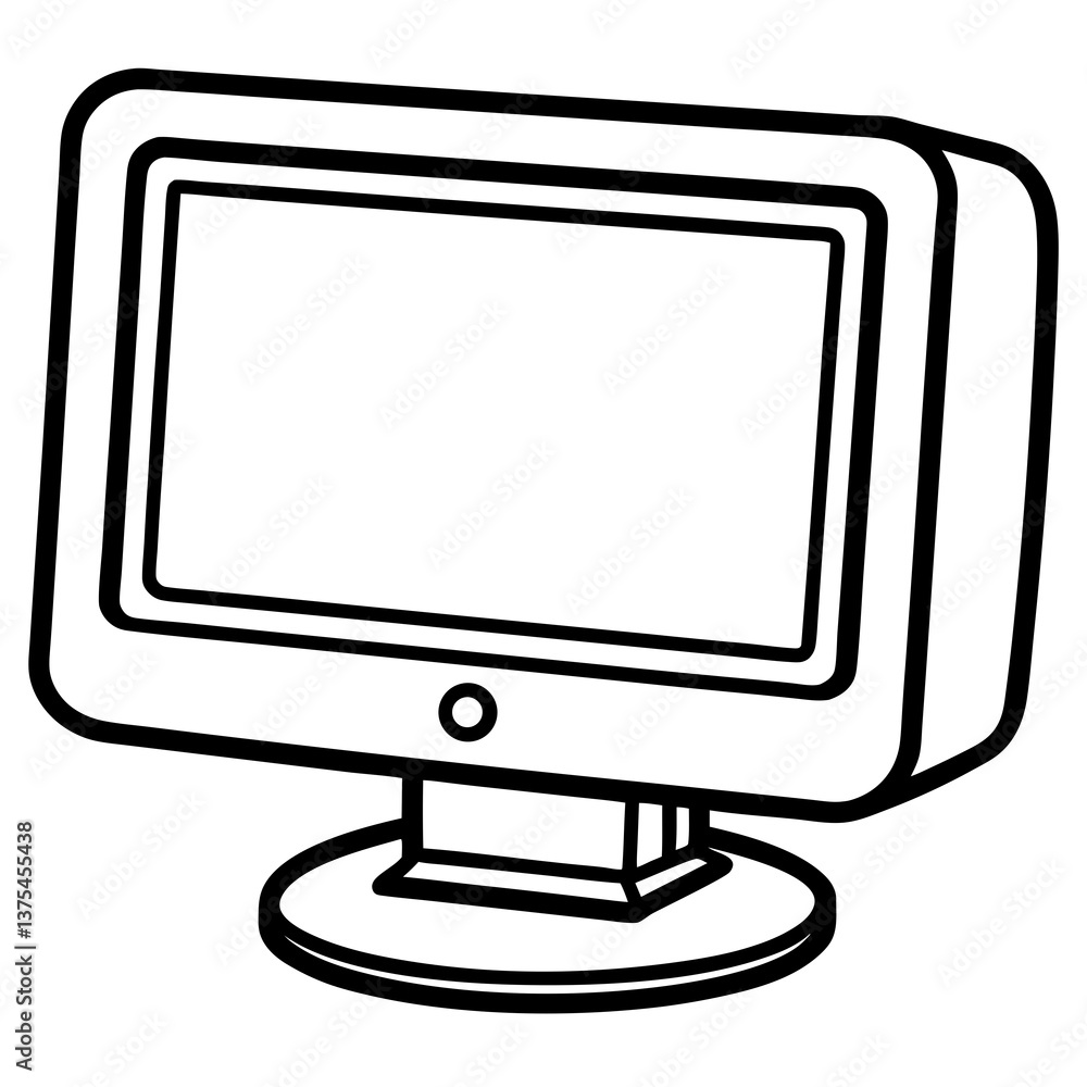Poster a grayscale image of a modern monitor or display screen with a stand