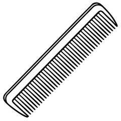 a black and white comb isolated. the comb features long and slender teeth