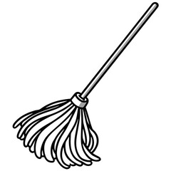 a monochrome image depicting a cleaning mop
