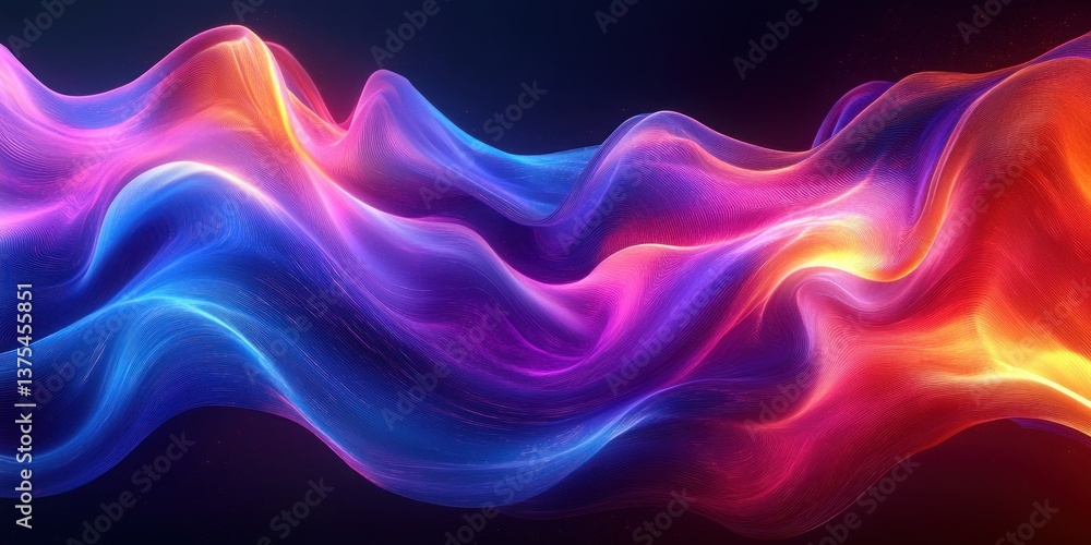 Poster futuristic abstract fluid wave background with neon colors and dynamic flowing lines