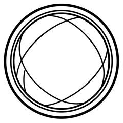 A stylized abstract geometric circular design with overlapping lines