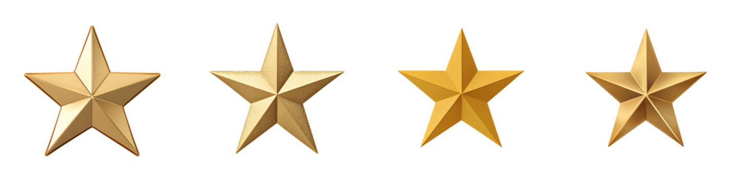Collection of shiny gold metallic star symbols