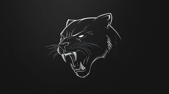 Angry panther head graphic art, dark background, possible use in design or logo