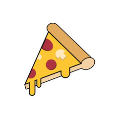 Pizza slice with melting cheese stock illustration. EPS 10