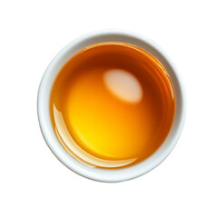 Tea in a cup top view, isolated, no background.