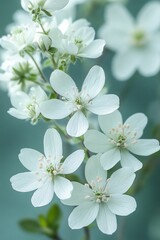 Obraz premium Close Up of Orlaya Grandiflora Delicate White Laceflower with Lacey Effect in Natural Light Vertical Composition