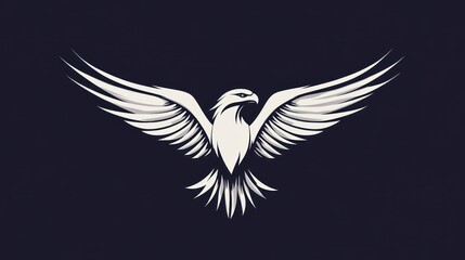 Fototapeta premium Majestic eagle in flight, dark background, freedom concept, logo design