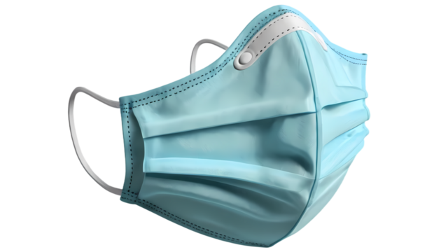 Reusable Cloth Face Mask with Adjustable Ear Loops Isolated on Transparent Background