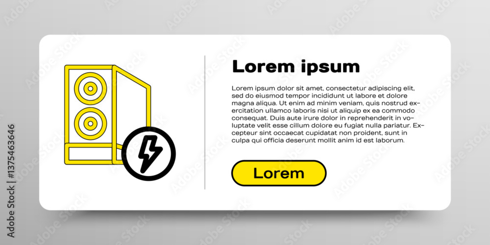 Poster line case of computer icon isolated on white background. computer server. workstation. colorful outl