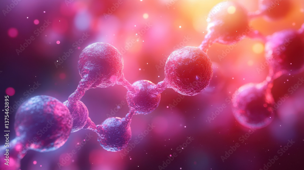 Aufkleber dynamic 3d illustration of molecular structure with vibrant abstract background