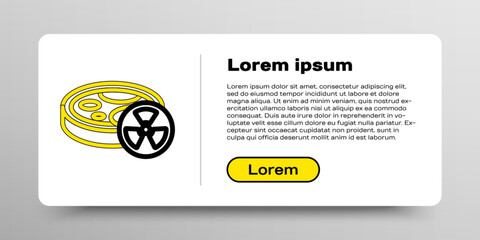 Fototapeta premium Line Laboratory chemical beaker with toxic liquid icon isolated on white background. Biohazard symbol. Dangerous symbol with radiation icon. Colorful outline concept. Vector