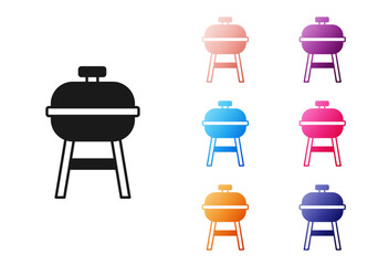 Black Barbecue grill icon isolated on white background. BBQ grill party. Set icons colorful. Vector