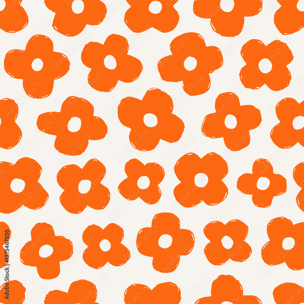 Poster daisy pattern, floral print. simple seamless texture with repeating groovy flowers. endless backgrou