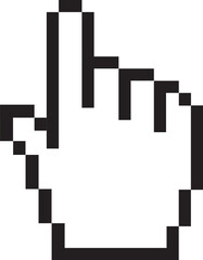 Black pixel hand cursor design. Hand cursor vector design.