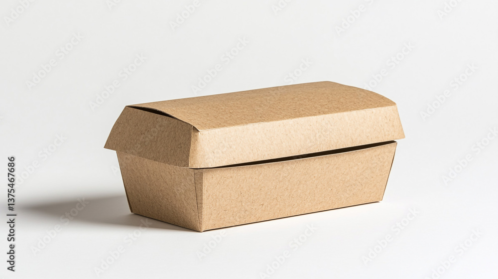 Poster a brown cardboard container with a lid on a white surface in a studio shot with simple lighting
