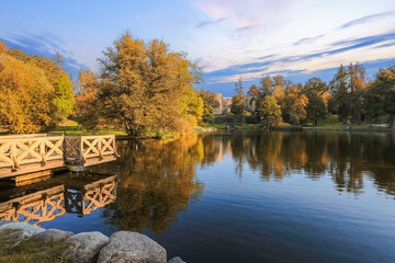 Autumn park in the town Cesis, Latvia