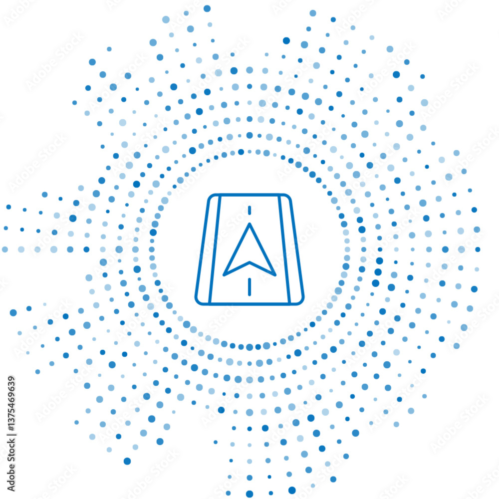 Poster blue line infographic of city map navigation icon isolated on white background. mobile app interface