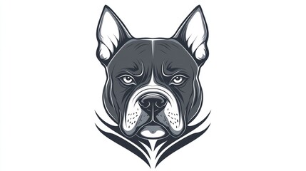 Bulldog Head Illustration, close-up portrait of a strong pet dog. Perfect for graphic design, logo, or social media