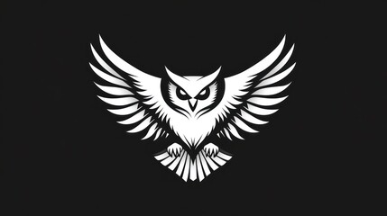 Powerful owl soaring, graphic design, emblem, logo