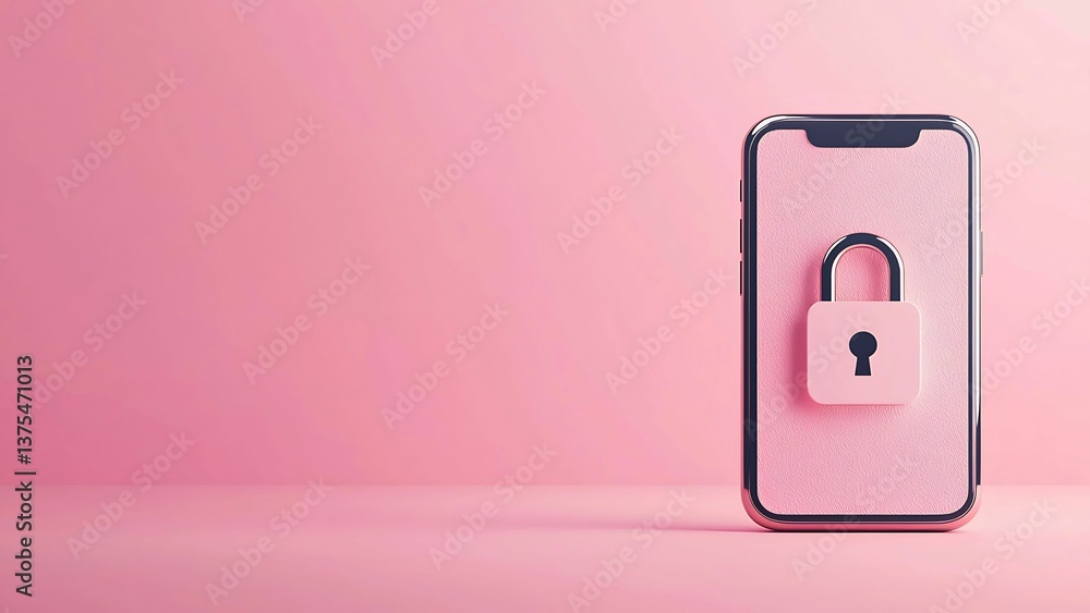 Poster smartphone with a padlock symbol, representing security and privacy. the image evokes concepts of da