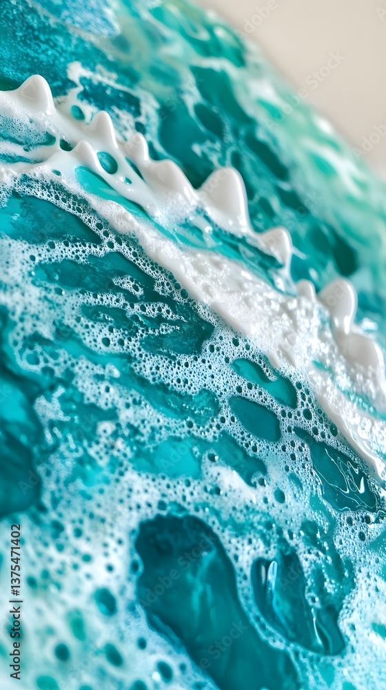 Poster close up view of captivating turquoise ocean waves some smooth and others textured with mesmerizing 