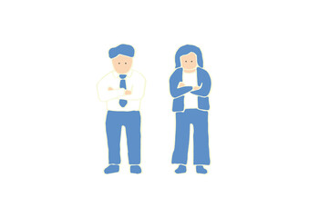 腕組みをする人物の手描きイラスト