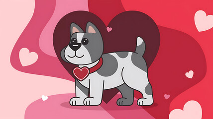 Cute dog with heart Valentine's Day themed graphic design