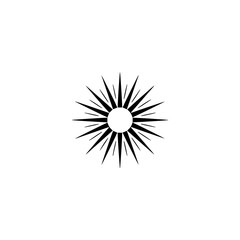 Fototapeta premium Minimalist Sunburst Logo Design, Black and White on White Background
