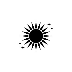 Black Sun and Stars, Minimalist Vector Illustration