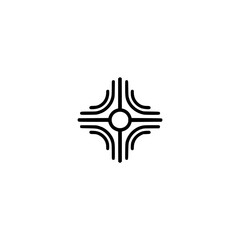 Minimalist Black Icon - Intersection or Abstract Directional Symbol on White