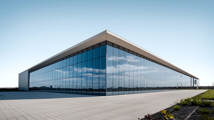Modern glass office building facade minimalist design