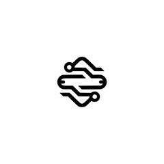 Minimalist Tech Logo: Circuitry Connection, Modern Design