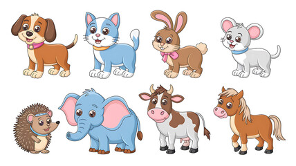Cute cartoon animals diverse collection perfect for kids' content