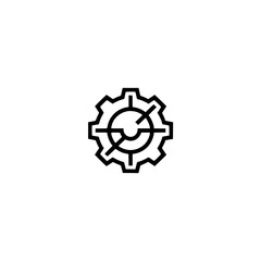 Minimalist Gear Icon with Crosshair – Targeting Solutions Concept