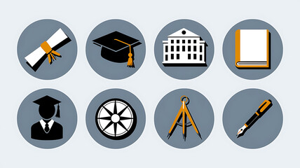 Education and knowledge icons flat design style