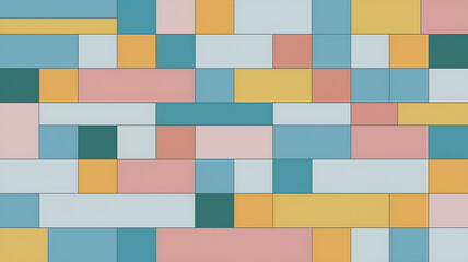 Geometric abstract pattern of pastel-colored rectangles
