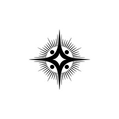 Starburst Logo: Minimalist Geometric Design on White, Symbol of Direction