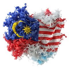 Malaysia Flag Abstract Art: 3D Render