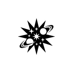 Black and White Cosmic Burst: Vector Illustration, Universe, Logo Design