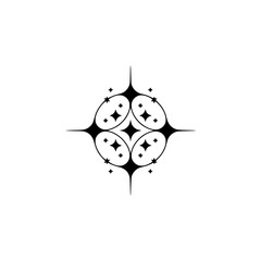 Minimalist Starburst Icon Design, Black and White, Geometric Logo Element