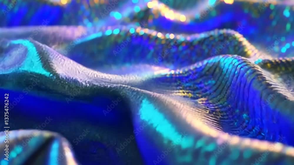 Aufkleber shimmering blue fabric waves create an enchanting visual effect in soft lighting